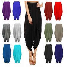 New Ladies Plain Harem Baggy Ali Baba Lagenlook Pants Trousers Hareem Leggings 