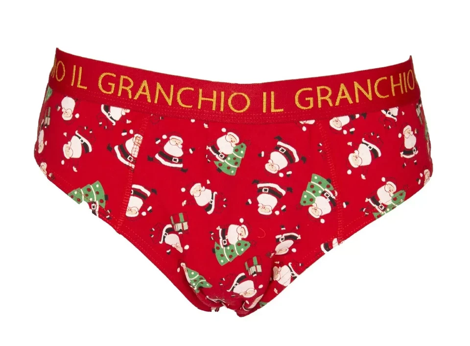 Slip Mutanda Uomo Rosso Il Granchio Natale Natalizio In Cotone Elasticizzato - Immagine 2 di 4