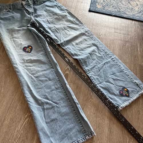 Calvin Klein Denim Patchwork Heart Jeans - Size 12 Low Rise Bootcut - Picture 4 of 6