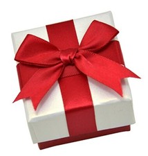 Jewelry Package Paper Gift Box Red Ribbon Bow-Knot 2 1/4-Inch by 2 1/4-Inch