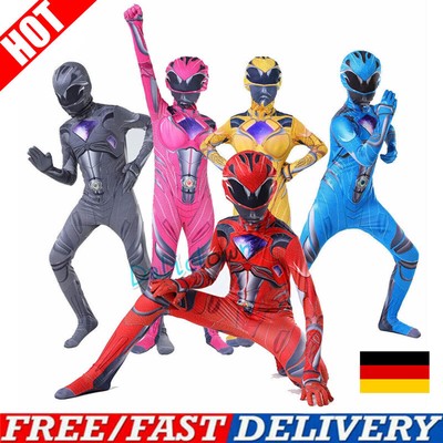 Rot Power rangers Kostüm Kinder Jungen Bodysuit Cosplay Geschenk Superheld Suit.