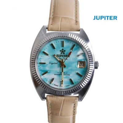 JUPITER Manual wind Swiss Watch For Men Stainless Steel Silver Color.