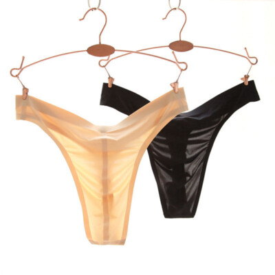 Men's Ice Silk Briefs G-string T-back Bikini Ultra Thin Elastic Thong Underwear