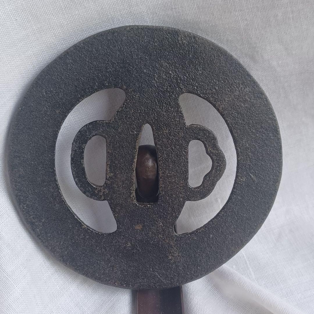 Large Tsuba Black Japanese Sword Parts Katana Samurai Weapons Antique