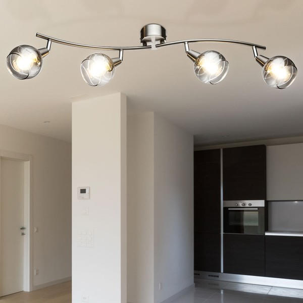 Led Decken Strahler Schwenkbar Wohn Ess Zimmer Beleuchtung Glas Spot Lampe Rauch-image