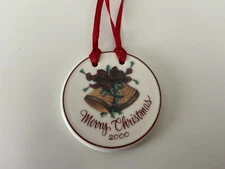 Vtg Longaberger 2000 Merry Christmas Tie On Accessory Piece Bells and Bows Box