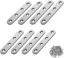 8Pcs Mending Plates, Heavy Duty Flat Plates Bracket Stainless Steel Straight 