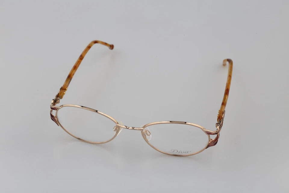 Diva 5074 30, monturas de gafas redondas de tortuga victoriana y doradas vintage de los 90 NOS Foto 4 de 4