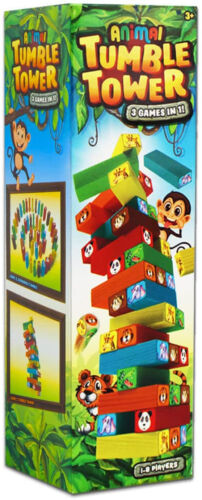 Holz 3 in 1 Tier Block Stapeln Tumble Tower Familie Fähigkeit Balance Spiel - Bild 1 von 4