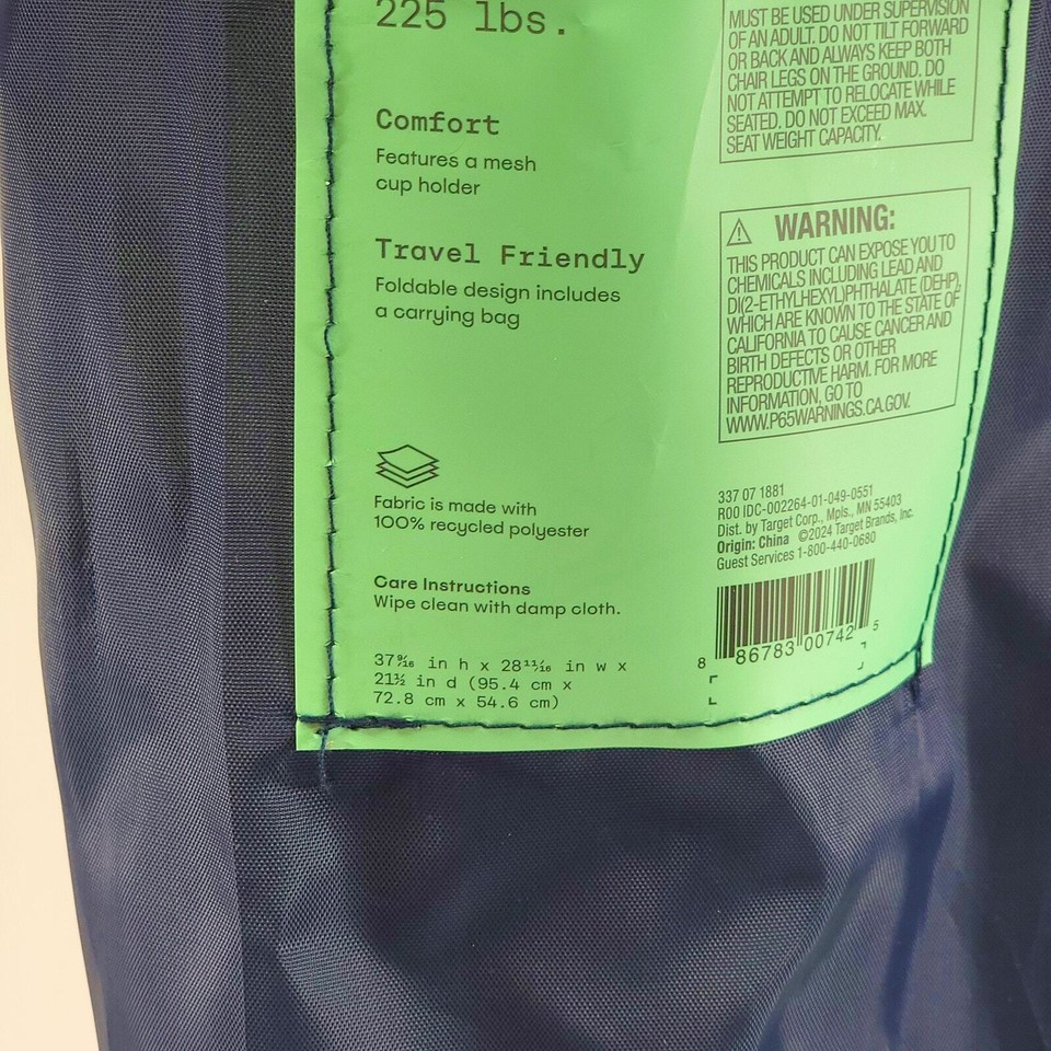 Embark Outdoor Portable Quad Chair Blue 225lb Capacity Travel Friendly