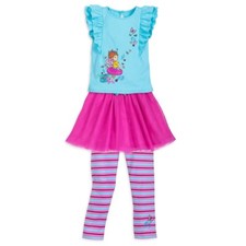 DISNEY STORE FANCY NANCY 3-PIECE SET TOP LEGGINGS  TUTU SKIRT NICE DETAIL CUTE