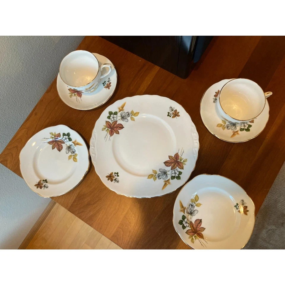 Чайный набор Duchess Bone China для 2, 7 штук. Винтажный осенний узор. РЕДКАЯ - Изображение 2 из 4