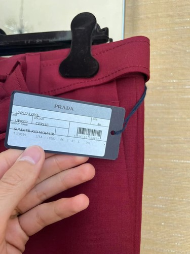 Prada , Summer Kid Mohair Belted Pants in Cherry BNWT 46 IT - Picture 13 of 20