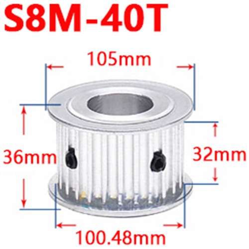 S8M Timing Belt Pulley 26T-60T Synchronous Wheel Sprocket For 30mm Width Belt - Picture 11 of 13