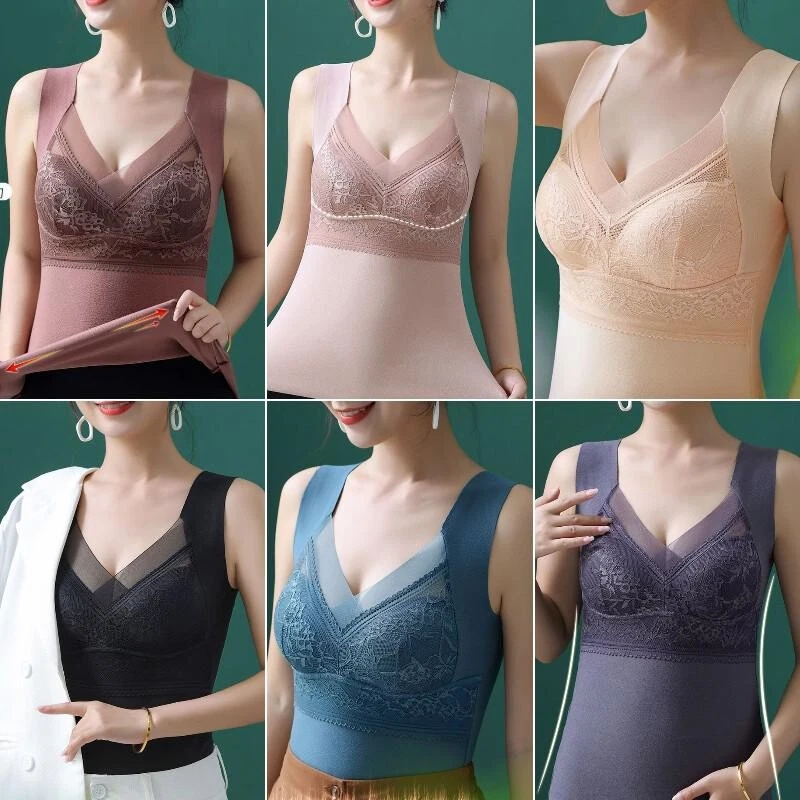 Lady Thermal Slim Camisole Tank Tops Vest with Chest Pad Fleece Lined Warm Soft - image 3 of 4
