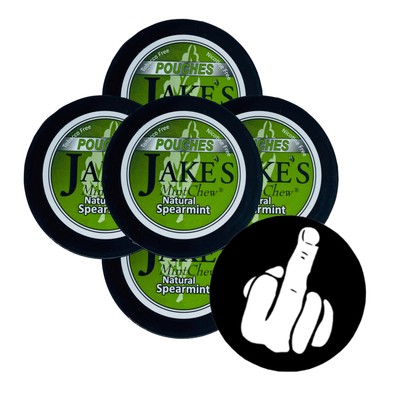Jake's Mint Herbal Chew Spearmint Pouches 5 Cans & DC Crafts Can Cover