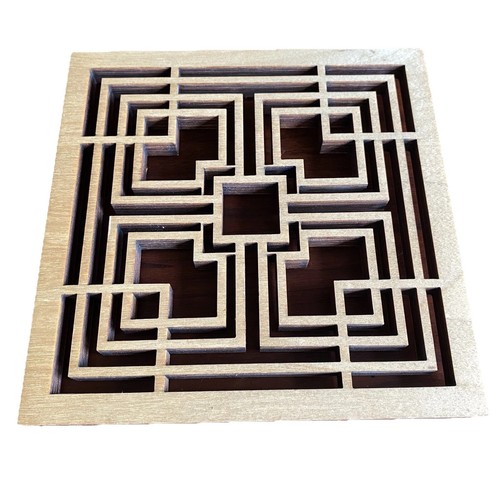Frank Lloyd Wright Laser geschnittener Holzuntersetzer und Wandrelief 7,75”x7,75” **lesen**