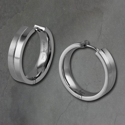 Amello Damen Edelstahl Ohrringe Creolen silber 25mm ESOS812