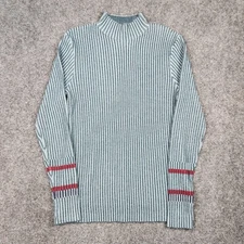 Smartwool Dacono Sweater Womens XL Blue Stripe Mock Neck Wool Blend Knit