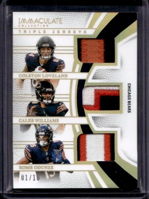 Colston Loveland Caleb Williams Odunze 2025 Immaculate Triple Patch Gold /10