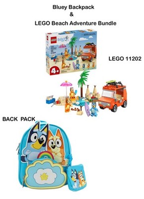 Bluey Mini Backpack + Beach & Car Trip LEGO Set