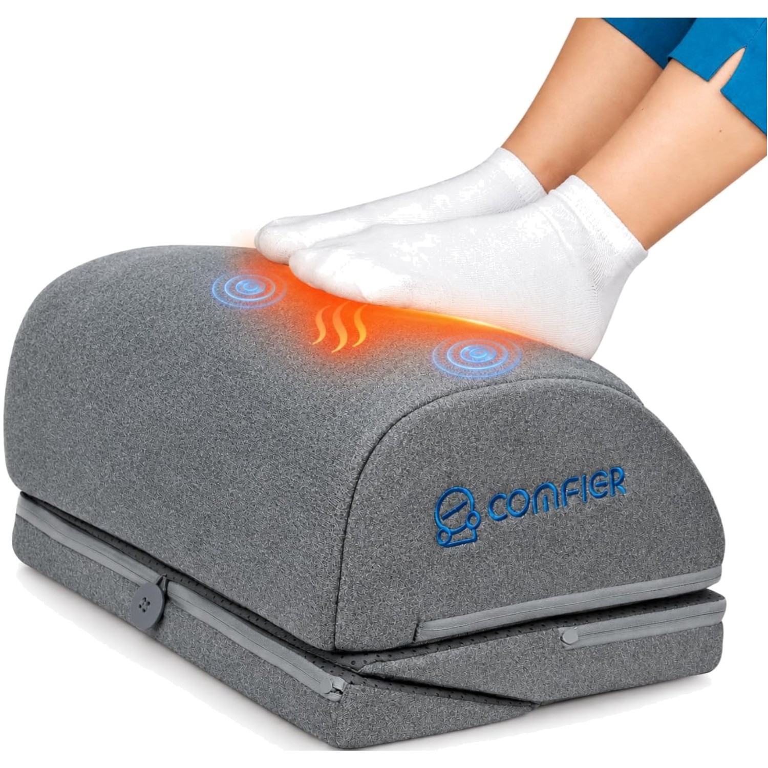 Ergonomic Heated Footrest with Vibration & Adjustable Height for Comfort