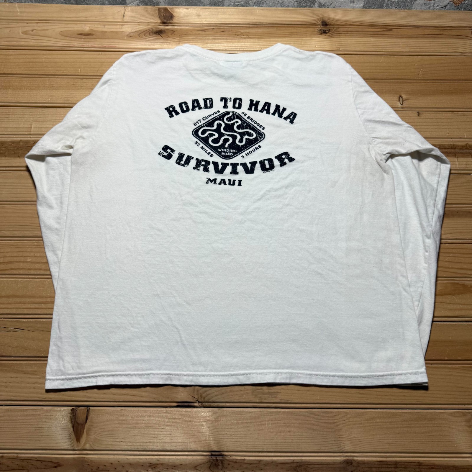 Vintage Y2K Crazy Shirts Road To Hana Survivor Maui Hawaii Long Sleeve Shirt XL