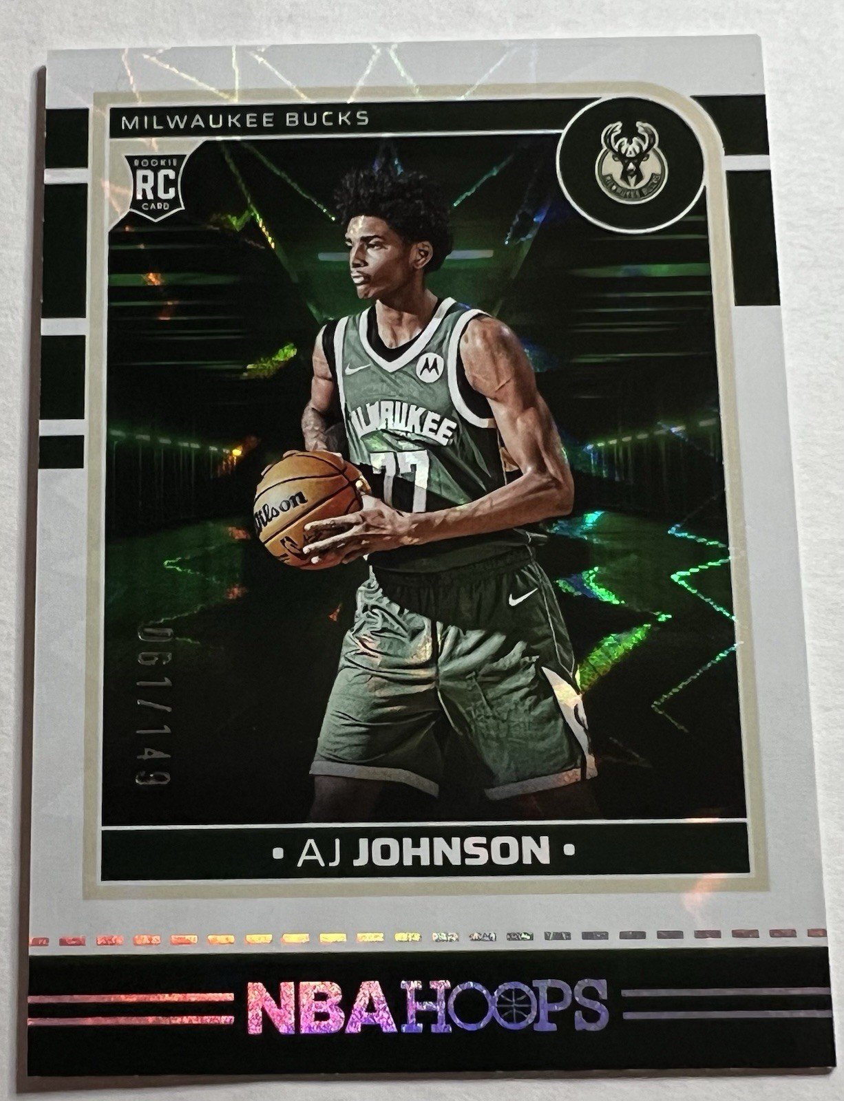 2024-25 NBA Hoops AJ Johnson /149 WHITE EXPLOSION Rookie RC Bucks Wizards #253