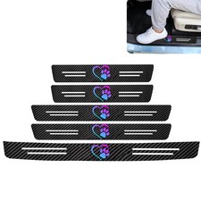 Heart Dog Paw 5PCS Car Door Sill Protector,Carbon Fiber Paws