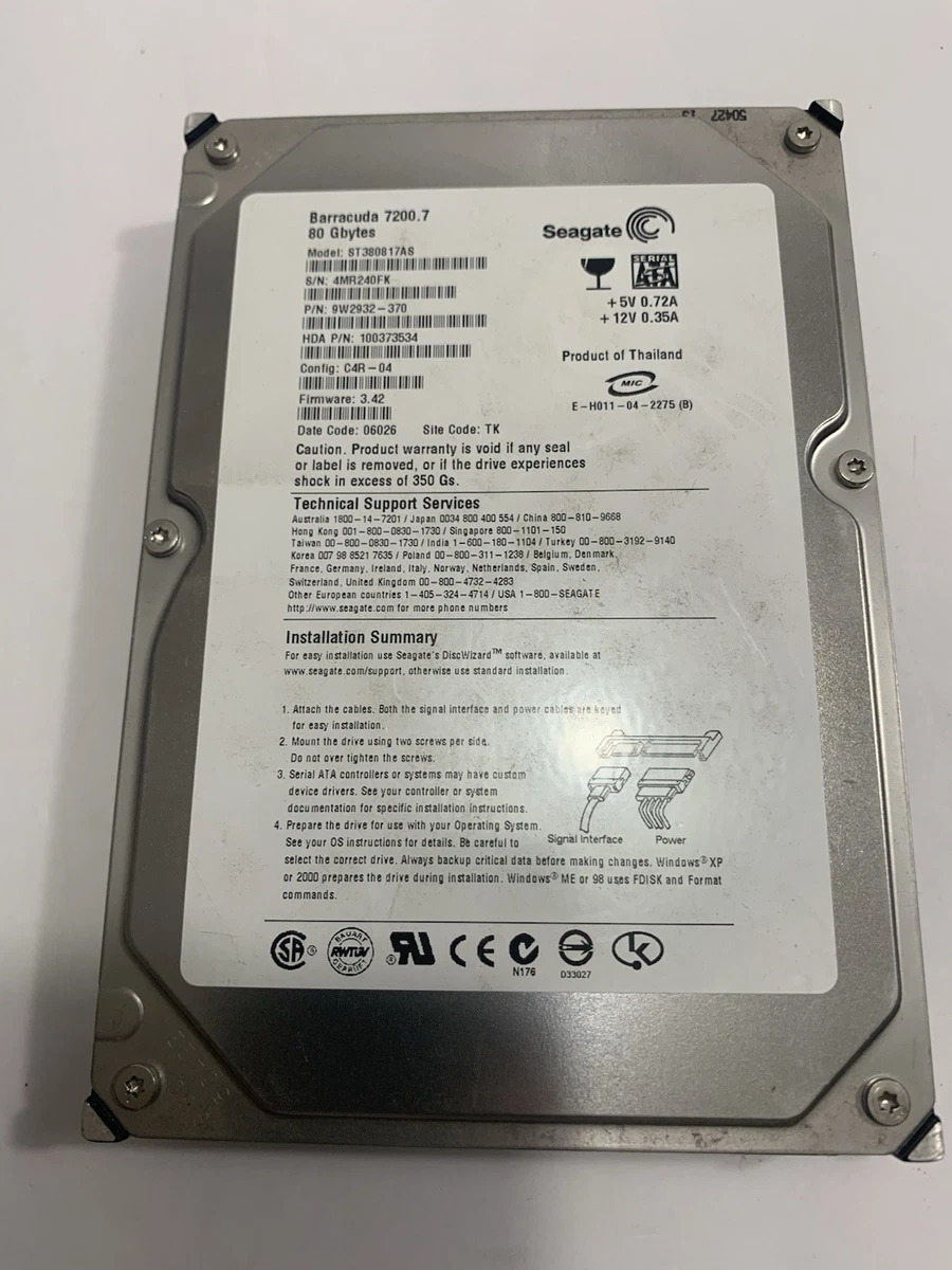 Seagate 80 GB Internal Hard Disk Drives for sale | eBay
