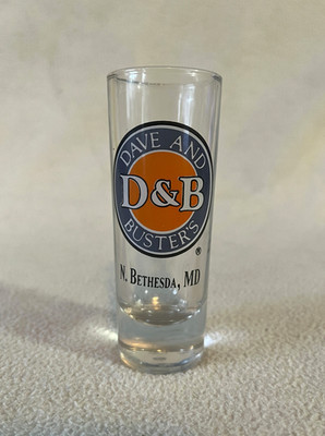 Dave & Busters N. Bethesda MD 4'' in double Shot Glass tall Dave and Busters D&B
