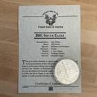 USA Mint Genuine 2001 1oz American Silver Eagle 0.999 Fine Silver Coin