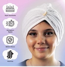 2 Asciugamani Turbante Microfibra - 31x71cm, Grigio Scuro, Per Capelli Lunghi E Ricci - Foto 2