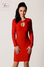 House of CB style 'Alana' Red Peephole Bandage Dress