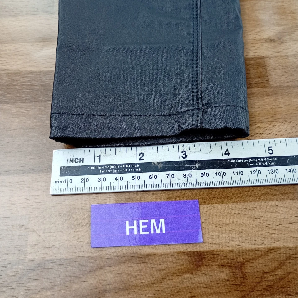 Next Faux Leather Jeans Black Tapered Leg Trousers Size UK 10 L Stretchy EU 38 - Image 4 of 4