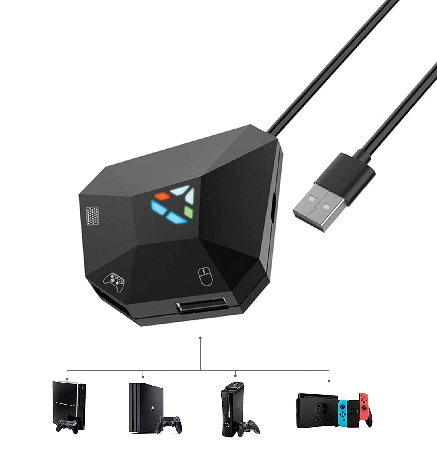 Dobe NS-Switch PS4 PS3 Game Keyboard and Mouse Adapter for PS4, PS3, black 