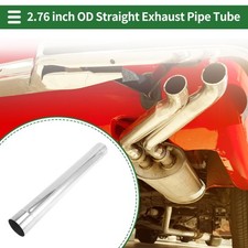2.75" OD Straight Exhaust Pipe Tube 22inch Length Silver Tone