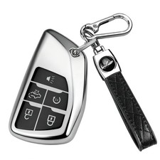 QBUC for Chevy Key Fob Cover(5 Button, Metallic Silver Grey) | Key Case Fit f...
