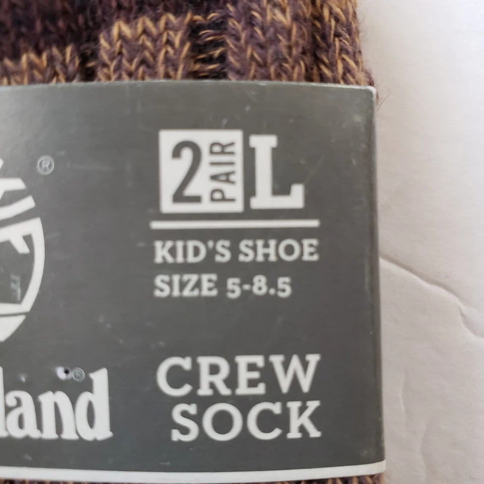 New 2 Pack Timberland Crew Socks Kids Shoe Size 5 - 8.5 Brown - Image 3 of 4