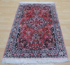 Oriental Carpet Rug Hand Made Mercerised cotton Vintage Jaldar 5ft 4" x 3ft