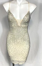 Windsor Women Nude Embellished Mini Dress Size S