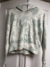 Aerie Offline cropped hoodie xs marbled grreen  white