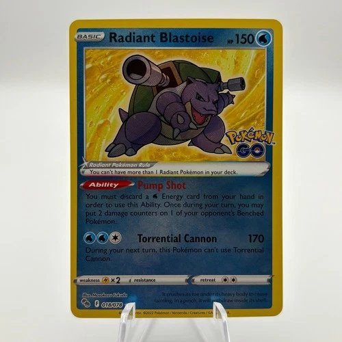 Pokémon TCG Radiant Blastoise Pokemon GO 018/078 Holo Radiant Rare NM QTY