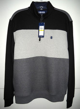 NWT IZOD Mens M Advantage Performance Black Grey 1/4 Zip Pullover Sweatshirt 65