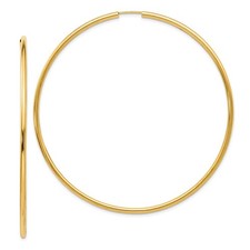2mm x 75mm 14k Yellow Gold Polished Endless Tube Hoop Earrings