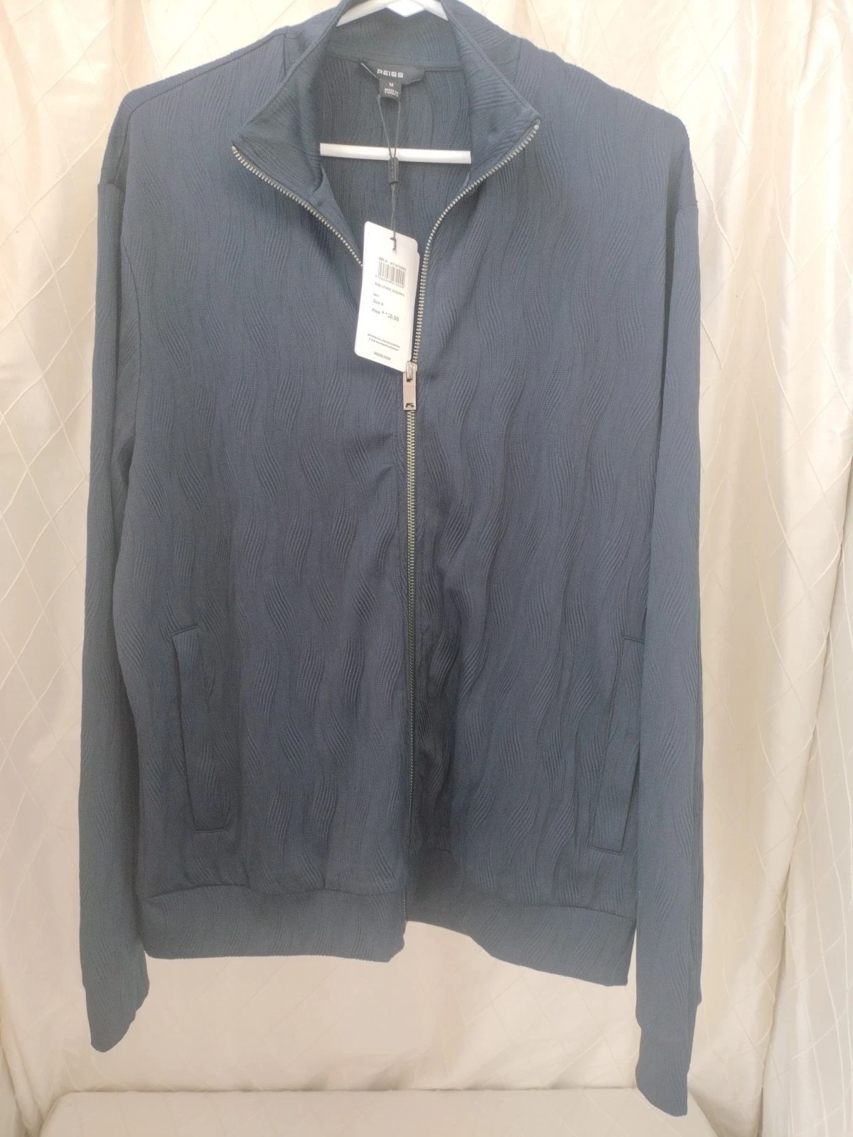 Reiss Men's AkselWave-Jacquard Zip-Through Jacket Navy Medium - NWT - RN114836 - product detail image 8
