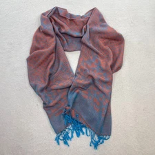 Coral Blue Floral Pashmina Scarves for Women Shawl Head Wraps Festival Rave