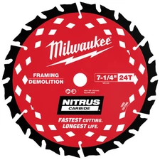 Milwaukee 48-40-0750 7-1/4” 24T NITRUS Carbide Framing Circular Saw Blade