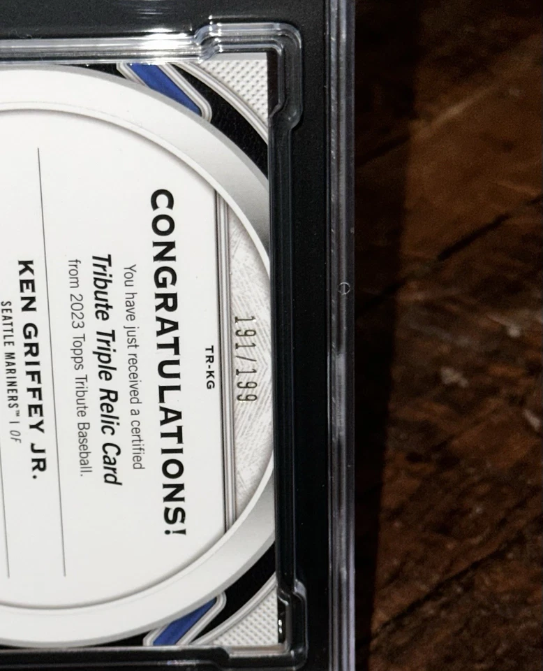 Ken Griffey Jr PSA TOPPS TRIBUTE 2023 TRIBUTE TRIPLE RELICS MARINERS #'d /199 - Image 3 of 3