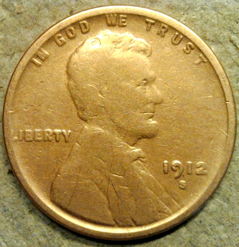 1912 S American Cent Circulated Brown San Francisco Mint Lincoln Wheat Penny